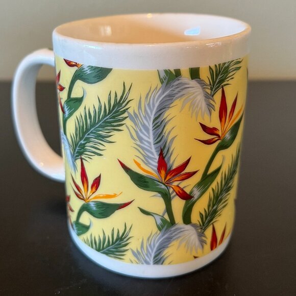 Vtg MAUI PACIFIC TRADERS Retro Hawaii Bird of Paradise Plant Mug ~  Botanical - Picture 2 of 8